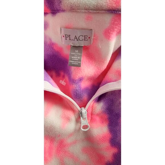 NWOT Children's Place Fleece long sleeve girl size XXL(16) Tie Dye pink Pullover - Picture 3 of 10